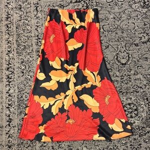 Favorite daughter Floral skirt - Red orange and black big floral print